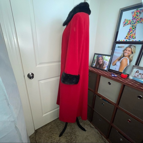 Vintage J. Percy for Marvin Richards Long Wool Coat Genuine Fur 10P - Picture 7 of 17